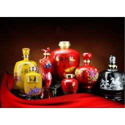 陜西太白瓷器酒瓶5斤裝定做，粉彩陶瓷酒瓶1斤裝批發(fā)